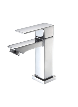 Torneira Banheiro Lavabo Luxo Quadrada 1/4 Volta Inox Aço Cromada